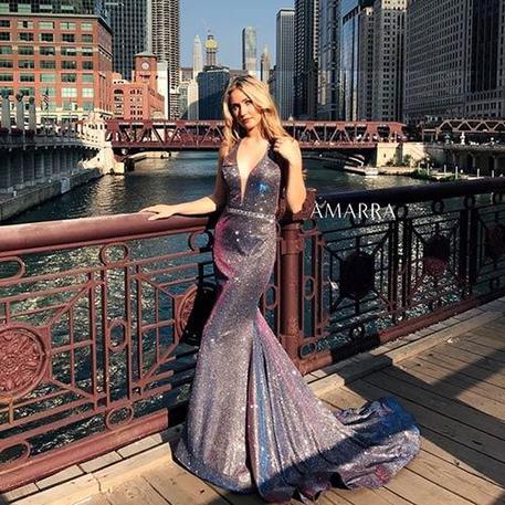 open lace back dress New Arrival Sparkle Purple A-Line Tulle Spaghetti Straps Prom Dresses PL393