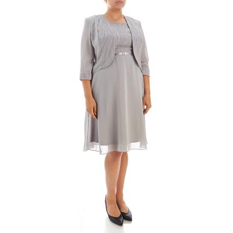 white dress knee length Berylove Women White Formal Dress with Short Sleeves Jacquard Round Neck Midi Wedding Guest Dress, White / US16 main image 1