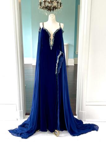 slim fit dress slacks Navy Blue Elegant Long Tulle Sleeve Mermaid Lace Evening Dress 40 main image 0