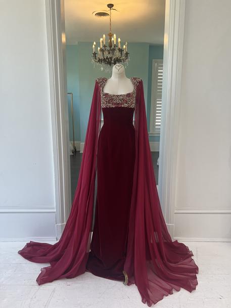 sherri hill burgundy dress Sequin Bodycon Maxi Dress with Flower Applique Detail