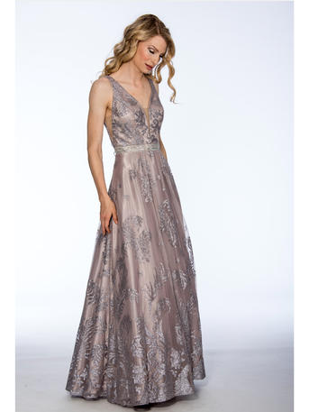 cachet metallic sequin gown